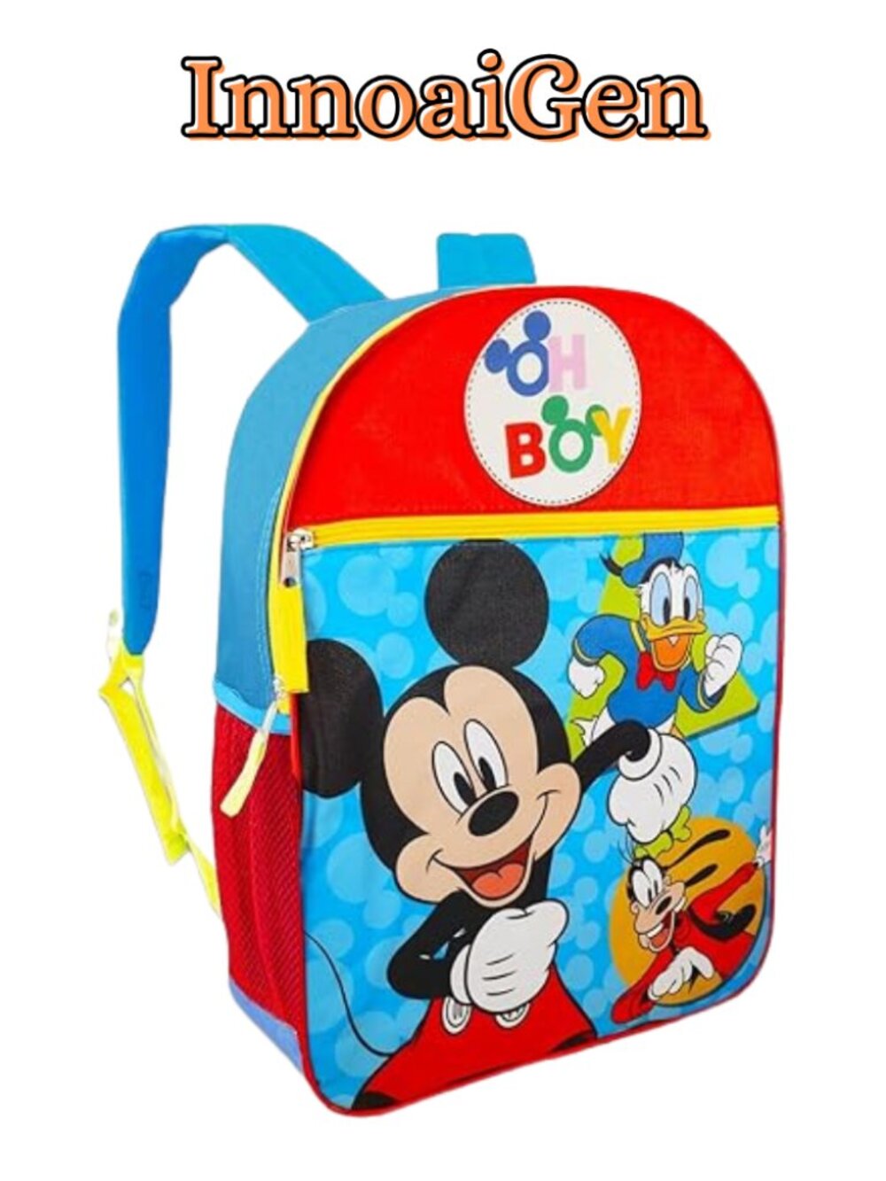 Disney Mickey Mouse Donald Duck Goofy Oh Boy Backpack Kids Blue Red School NWOT
